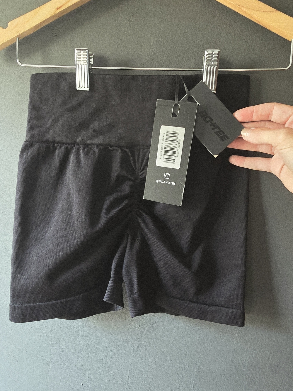 Women's Black With Hints Of blue High-Rise Bike Shorts with Wide Waistband